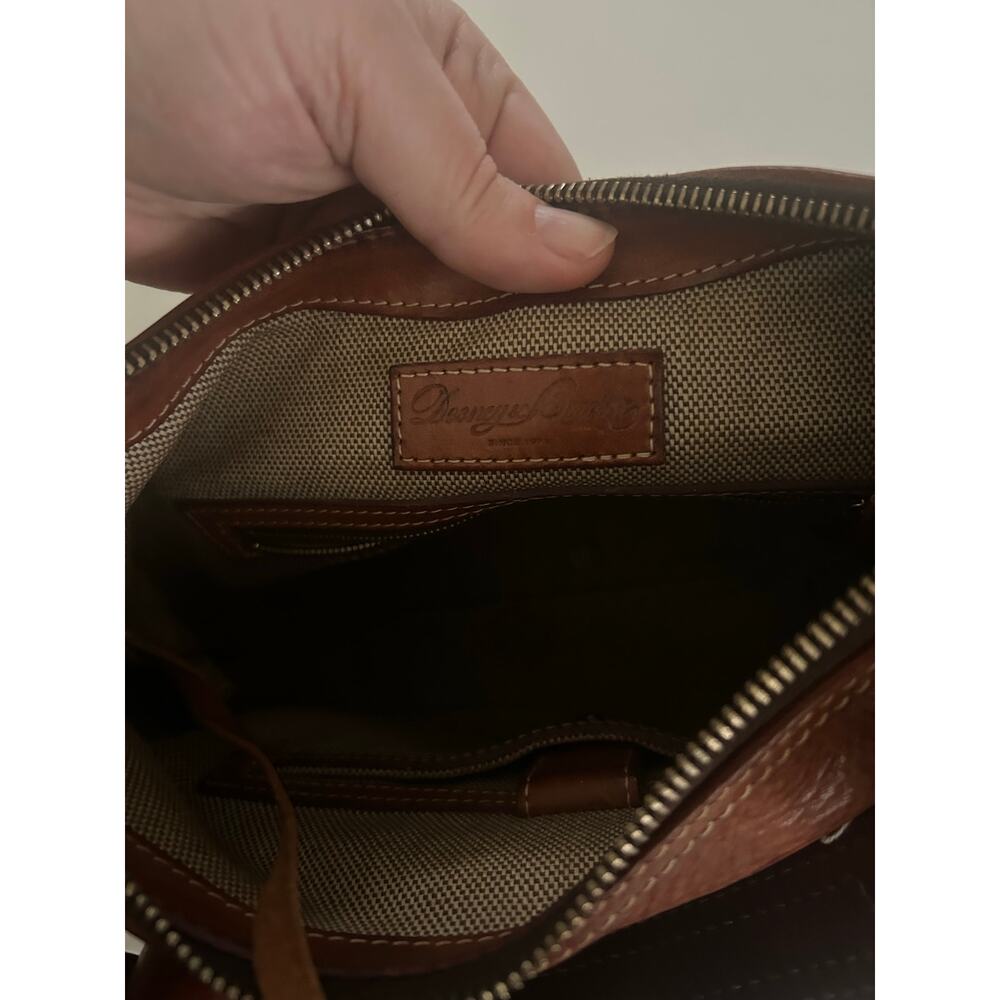 Dooney & Bourke Brown Leather Tote Bag with Tassel Detail Used - Picture 3 of 5